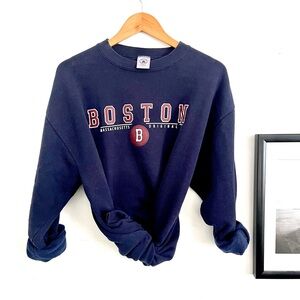 Delta Navy Crewneck Sweatshirt with Red Lettering